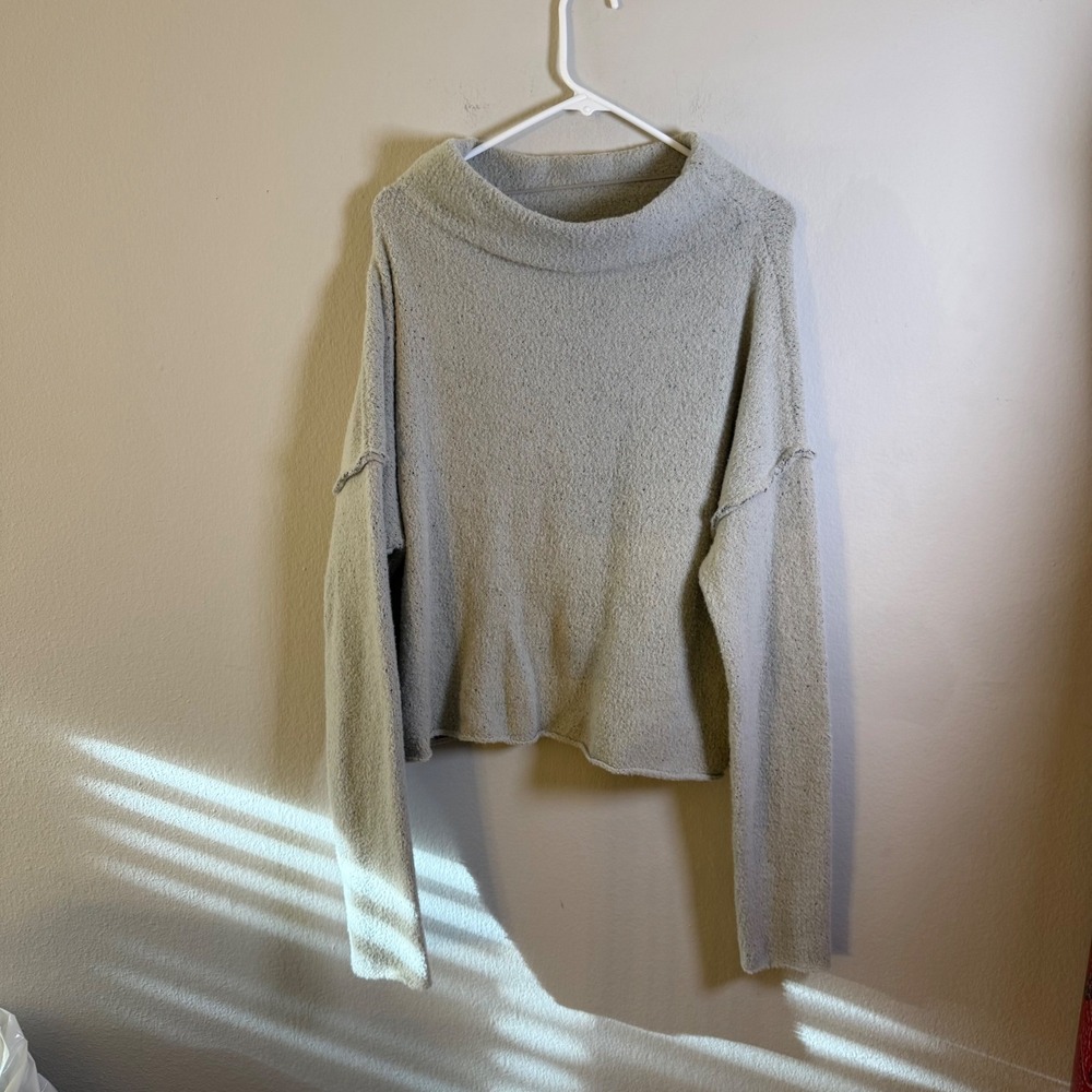 Free People Found My Friend Mock Neck Boucle Pullover Sweater Large OB1368375